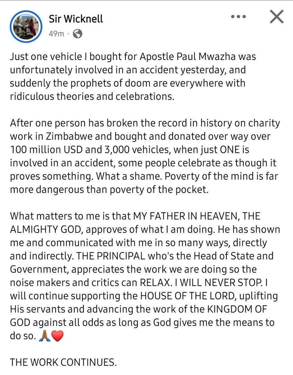 matigary's tweet photo. Dhafu’s claims do not add up. 

See, a few weeks ago, Zimra recognized the top tax paying companies in Zimbabwe and named them as follows: 
•Delta Beverages 
•Econet Wireless 
•Zimplats 
•Simbisa Brands 
•CBZ Holdings 
•TM Pick n Pay 

The 2025 turnover, and profit before tax for these top tax paying companies is as follows, respectively; 

Delta 
•$1 billion 
•$210 million

Zimplats  
•$827 million 
•$66,4 million 

Econet 
•~$800 million 
•~180 million 

Simbisa Brands 
•$306 million 
•$23,4 million 

Hippo Valley 
•~$220,6 million 
•~ $33,4 million 

CBZ Holdings 
•~$220 million 
•~$55 million

Based on these data points of Top tax paying firms released by Zimra, it stands to reason that if Dhafu legitimately made enough to donate $100 million, he would be one of the top taxpayers in the country. (Remember you donate from profits, not revenues). 

Let me just leave it here.