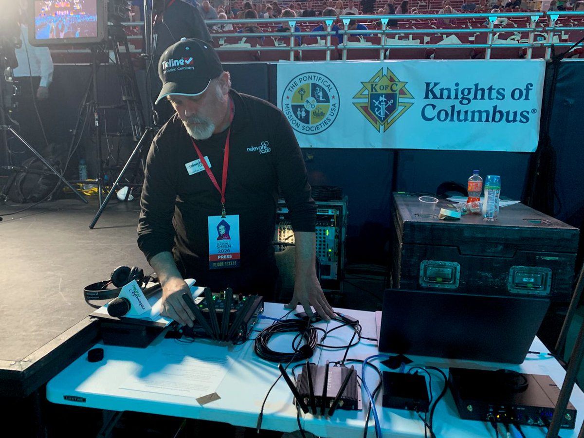 Tieline's tweet photo. Matt Beardsley from Relevant Radio using the #Tieline ViA for live coverage of the beatification of Archbishop Fulton J. Sheen in St Louis, Missouri. #RelevantRadio #IPcodec #remotebroadcast #IPaudio https://t.co/rhSJyVnRN9