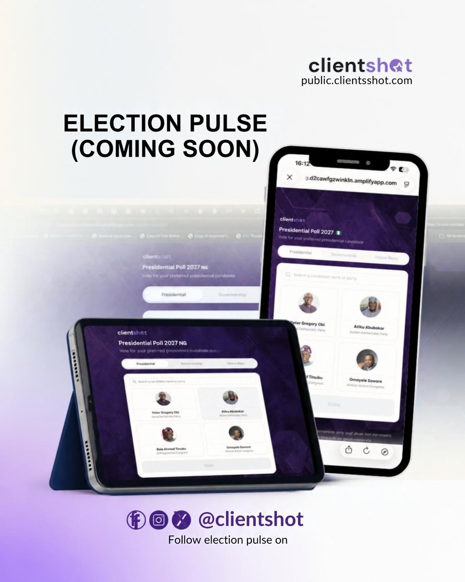 clientshot_'s tweet photo. The election conversation is bigger than candidates.
What will Nigerians actually be talking about before 2027?

Economy | Jobs | Security | Healthcare | Education | Cost of living | Leadership | Infrastructure

Not just who is running
What is at stake.
The questions are bigger. https://t.co/IkpjKayj18
