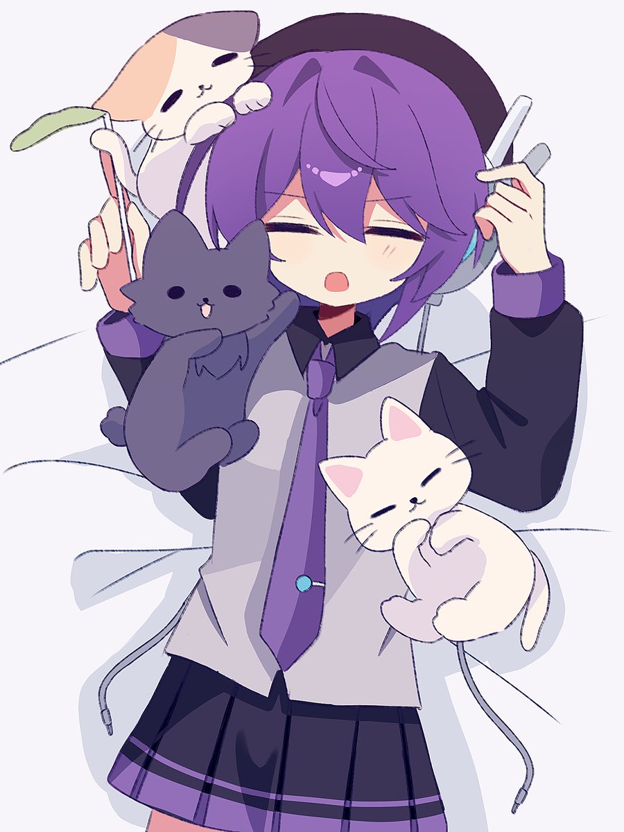 youguret37's tweet photo. I drew Defoko surrounded by cats! Thank you for the request! I hope I was able to capture the cats’ roundness and Defoko’s cuteness! 🐱💜 https://t.co/aWRwp15GsO