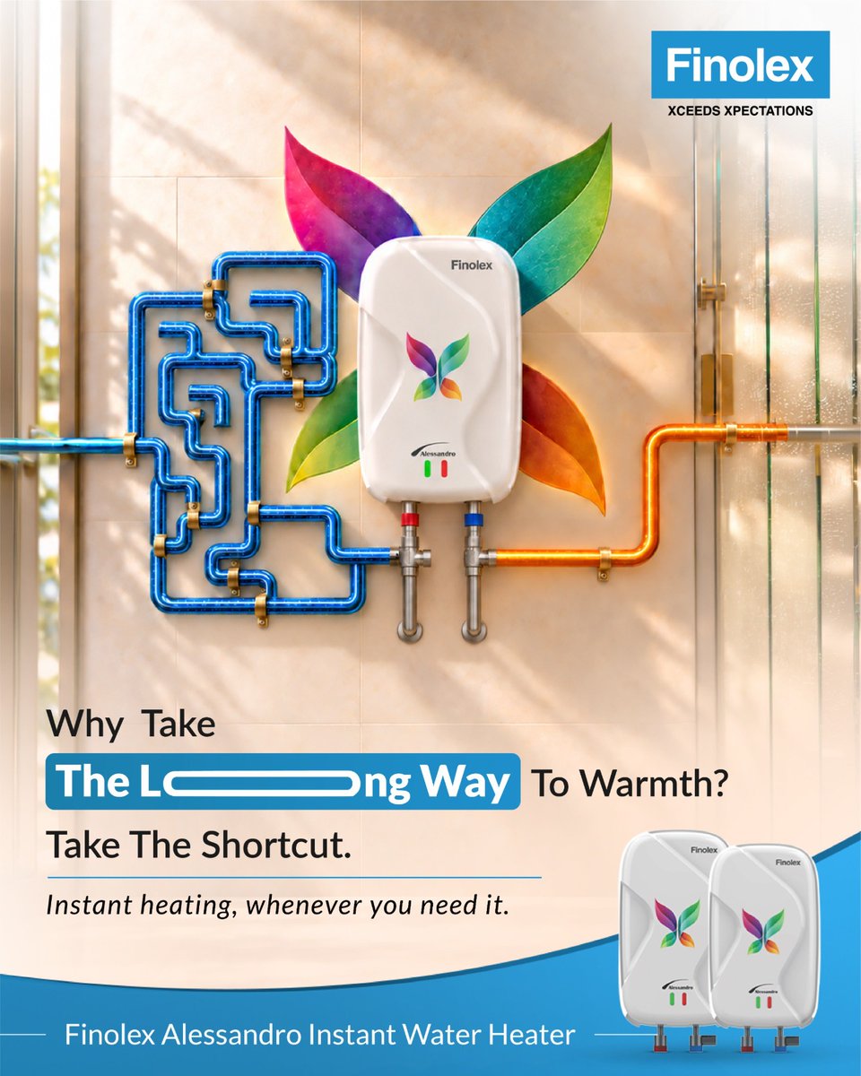 FinolexCables's tweet photo. Why wait for comfort?
Get instant hot water whenever you need it with the Finolex Alessandro Instant Water Heater. Fast, efficient, and built for everyday convenience.

https://t.co/gz99gCpChc

#Finolex #Alessandro #InstantWaterHeater https://t.co/PzCyNf1Bfv