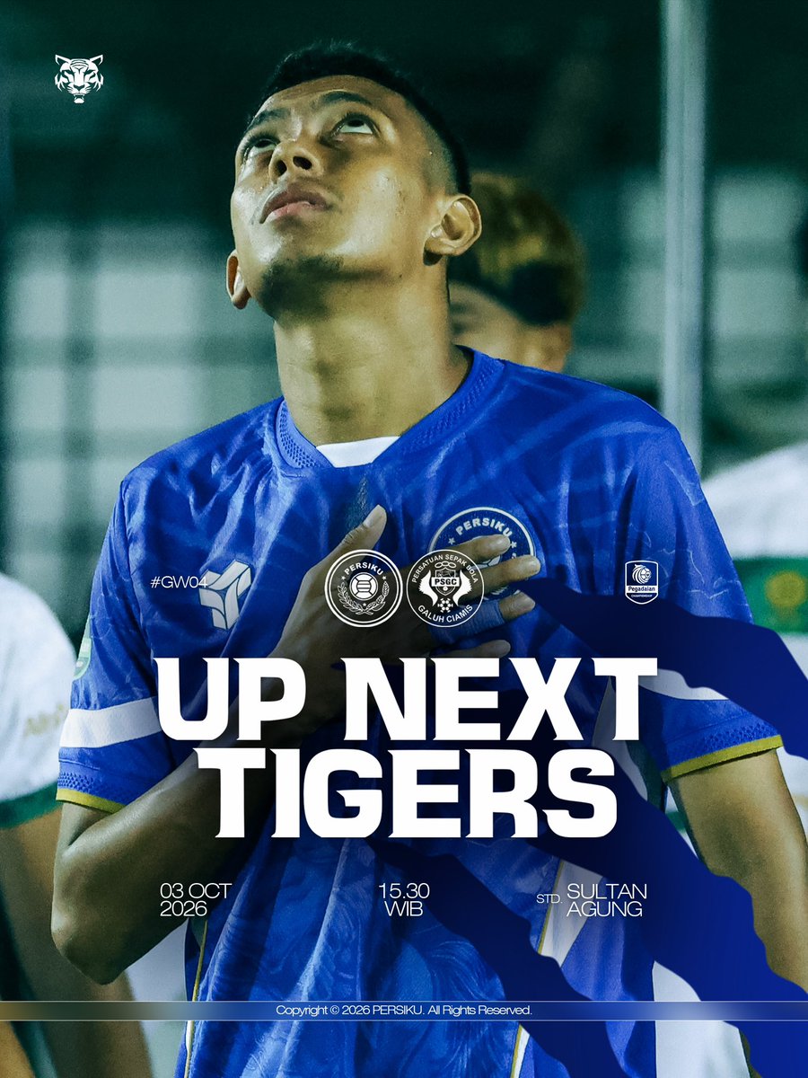 PersikuOfficial's tweet photo. 𝗡𝗘𝗫𝗧 𝗠𝗔𝗧𝗖𝗛 #GW04 

🆚 PSGC CIAMIS
🗓️ 3 Oktober 2026
⏰ 15.30 WIB
🏟️ Std. Sultan Agung Bantul

#PersikuKudus
#COYMT https://t.co/PMei2abLwn