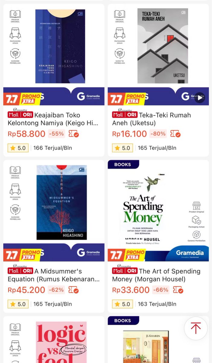 veoary's tweet photo. SEMOGA GRAMEDIA DISKON TERUS😭
in this economy, dapet buku dengan harga semurah ini adalah sebuah privilege https://t.co/rBurUnCj5l