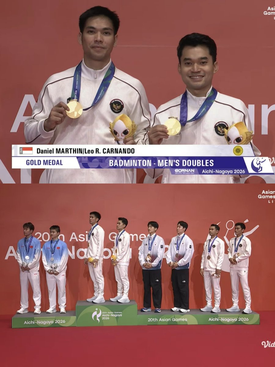 idextratime's tweet photo. ✅ RESMI : Indonesia kembali menambah perolehan medali emas di Asian Games 2026 melalui Leo Rolly Carnando/Daniel Marthin yang mengalahkan pasangan China, Liang Weikeng/Wang Chang dengan skor

18-21 | 21-13 | 21-18

When y ☺️ https://t.co/pxr4fvyKik