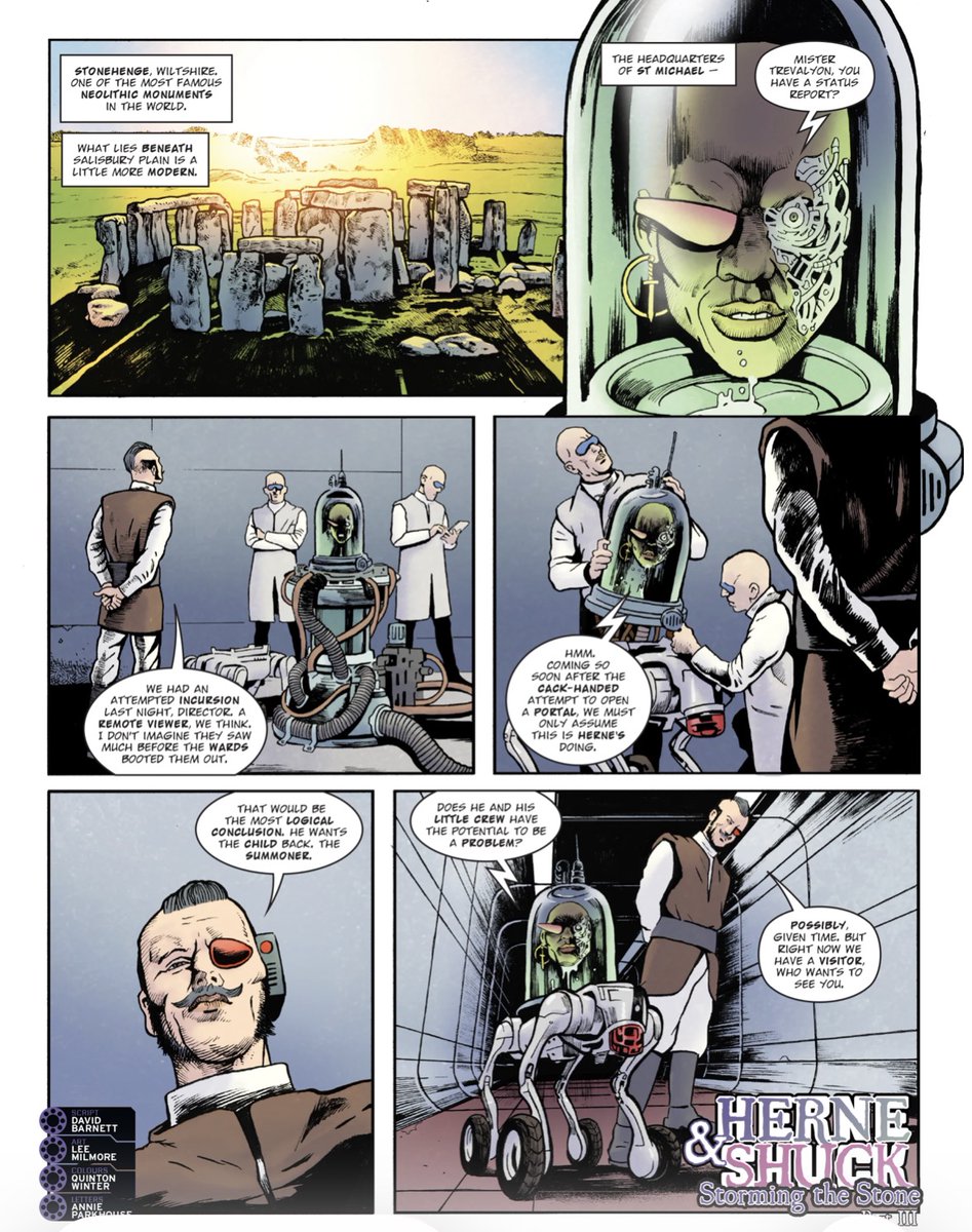 davidmbarnett's tweet photo. We only got a HERNE &amp; SHUCK cover on this week's 2000AD! Part three of STORMING THE STONE written by me, art by Lee Milmore (who also did the cracking Moloch cover), colours Quinton Winter, letters Annie Parkhouse. Out Wednesday. https://t.co/mFJcTvfugp