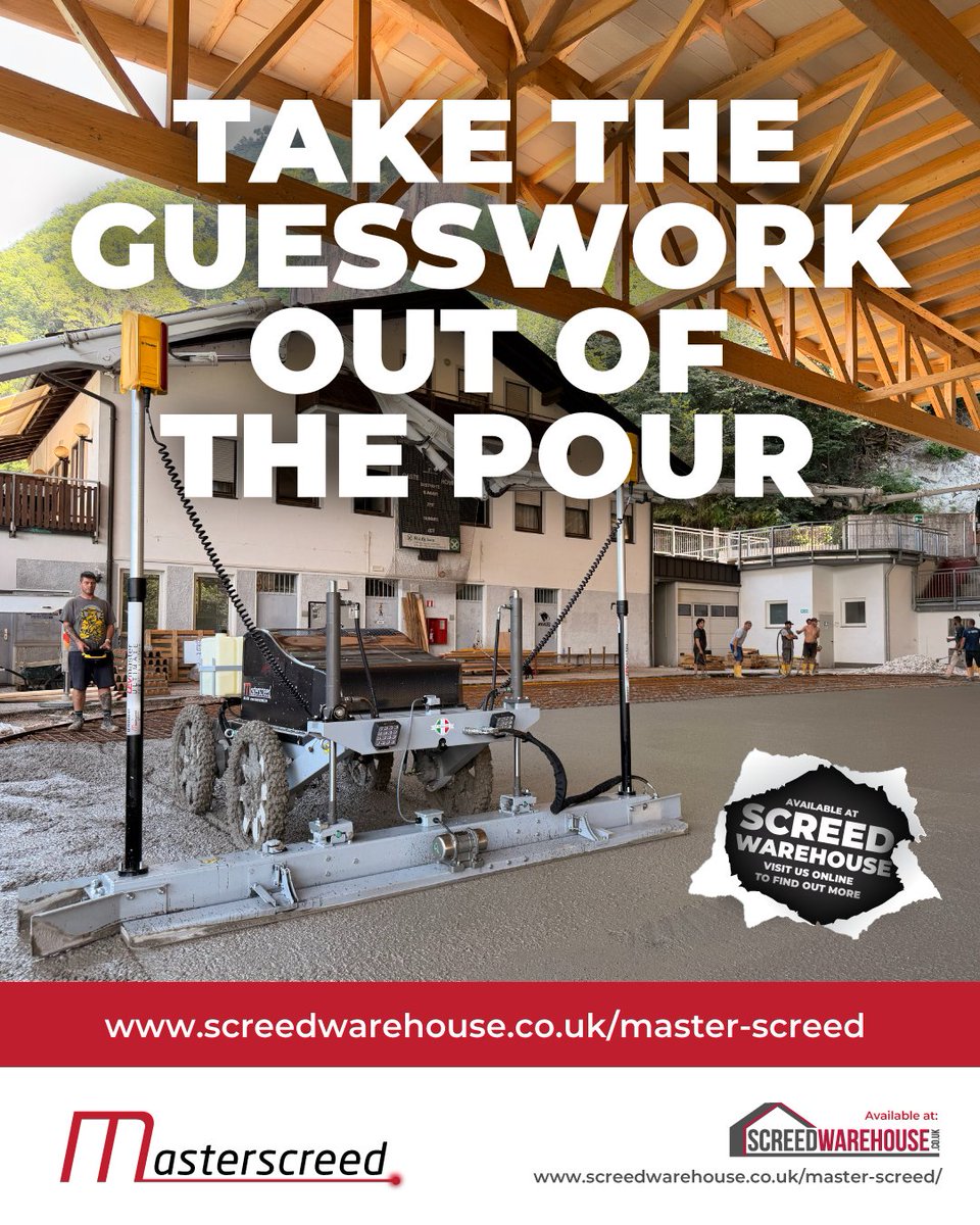 screedwarehouse's tweet photo. Consistency Across Every Pass
MasterScreed brings repeatability to concrete flooring.

Learn more: https://t.co/gUXKJ4Xaae
Call 0330 118 0952 for more information or a quote.

#MasterScreed #LaserScreed #ConcreteFlooring #IndustrialFloors #ConstructionUK #Flooring #Concrete https://t.co/NUuHzq55GW