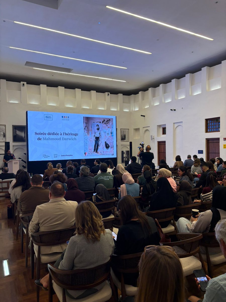 ArnaudPescheux's tweet photo. Celebrating the legacy of one of the most influential voices of contemporary Arabic poetry, Mahmoud Darwish.

At Bin Jelmood House, poetry, language and cinema came together in a powerful dialogue, with @IFQatar, @MsheirebMuseums, in collaboration with @imarabe &amp; @CentrePompidou. https://t.co/6DNq8Uw6XW