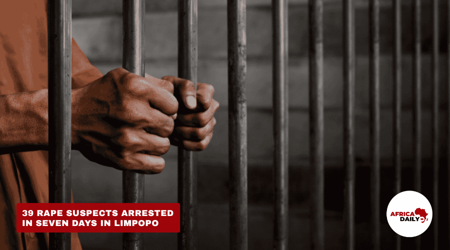 AfricaDailyZA's tweet photo. 39 rape suspects arrested in seven days in Limpopo.