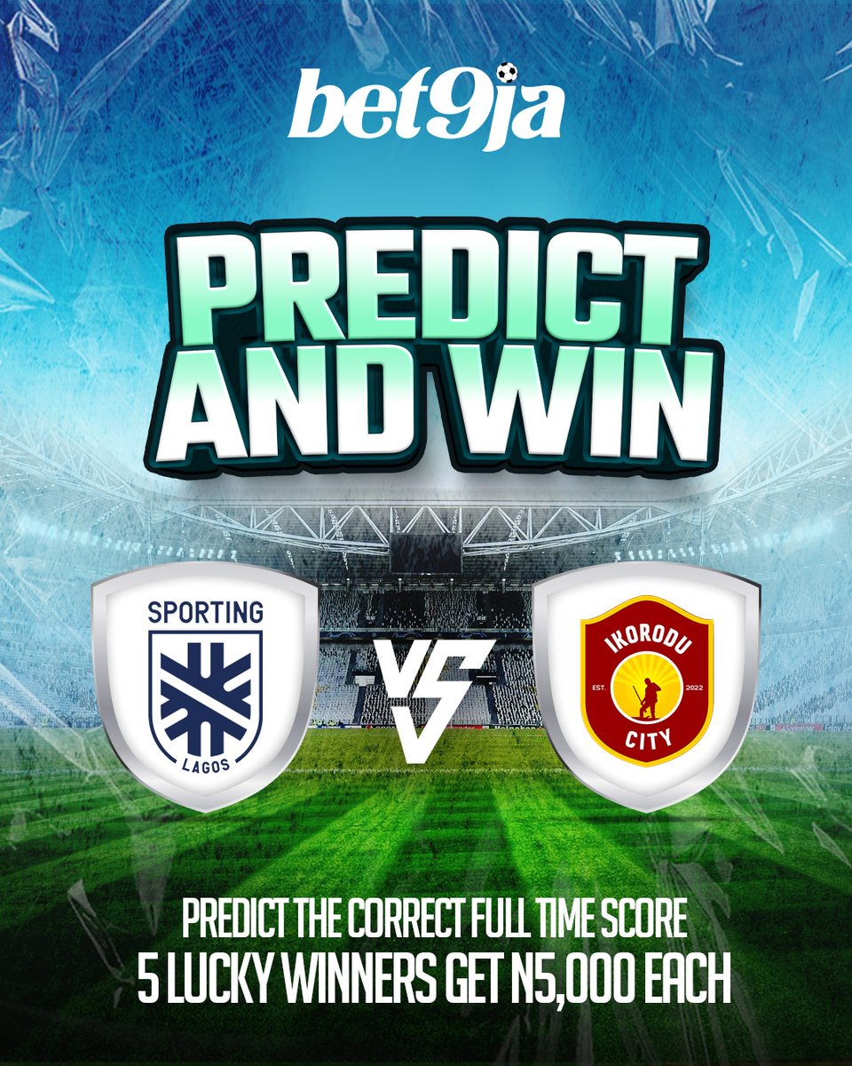 Bet9jaOfficial's tweet photo. Predict the correct full-time score & share your Bet9ja ID for a chance to win ₦5k 🤑

📌 1 entry per person & any entry after kick-off will not be counted ❌
🏆 5 random winners will be selected, but you must:
✅ Correctly predict the score
✅ Follow Bet9ja

📺 Winners will be announced every Monday following the match on Monday Night Football 🔥

📡 Channel 203 on DSTV | 7PM Nigerian Time

Get your predictions in now! ⚽🔥