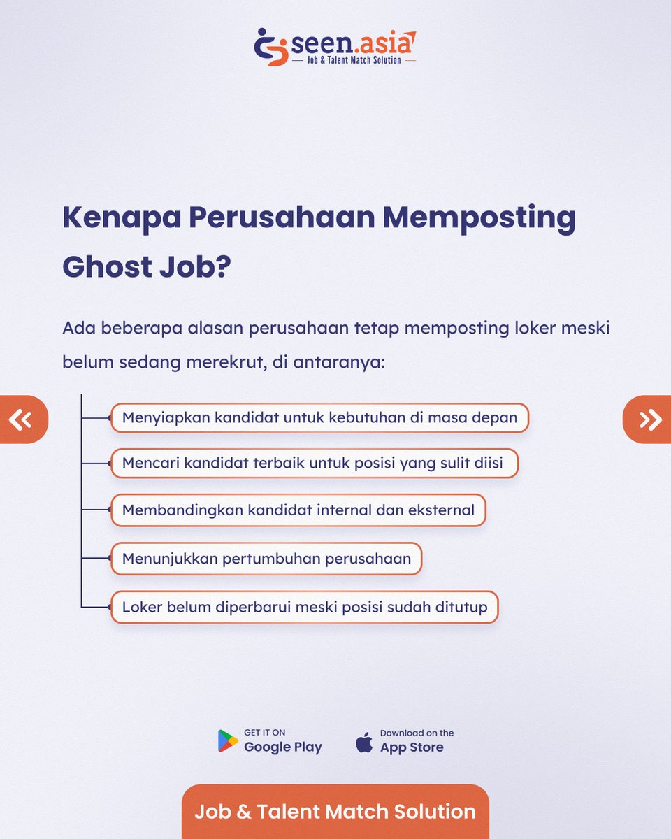 Seen_Asia's tweet photo. Jangan Sampai Terjebak Ghost Job Saat Apply Kerja 👻

Tidak semua loker yang muncul berarti perusahaan sedang aktif merekrut. Kenali ghost job agar waktu apply-mu tidak terbuang. CEK Selengkapnya di bawah ini 👇

SAVE &amp; FOLLOW untuk tips dunia kerja lainnya!😆

Good luck! 🚀 https://t.co/40u2L0n5X9