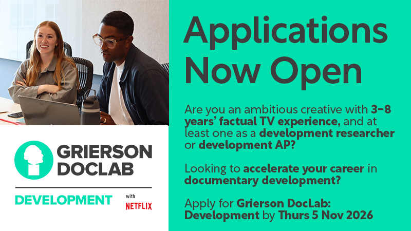 griersontrust's tweet photo. Applications are open for our latest #GriersonDocLabDevelopment partnership with @NetflixUK and with support from @UKScreenSkills

Deadline to apply is Thurs 5 Nov 5pm 📅 

Find out more and apply at 🔗 https://t.co/By3oANVIMA https://t.co/mP302uznko