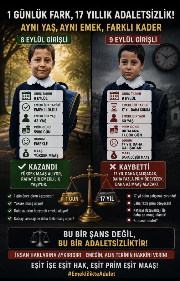 rakin_0637's tweet photo. @kefawe2000 @RTErdogan @EmadDernegi Bir gecede 17 yıl ötelenen emeklilik hakkı, emekçinin motivasyonunu kırıyor. Reform adalet duygusunu incitmeden yapılmalıdır.
@EmadDernegi
#KademeliEmeklilik
👇👇👇 👇👇👇
#KademeYasalaşsın https://t.co/6TcJGJ1peu