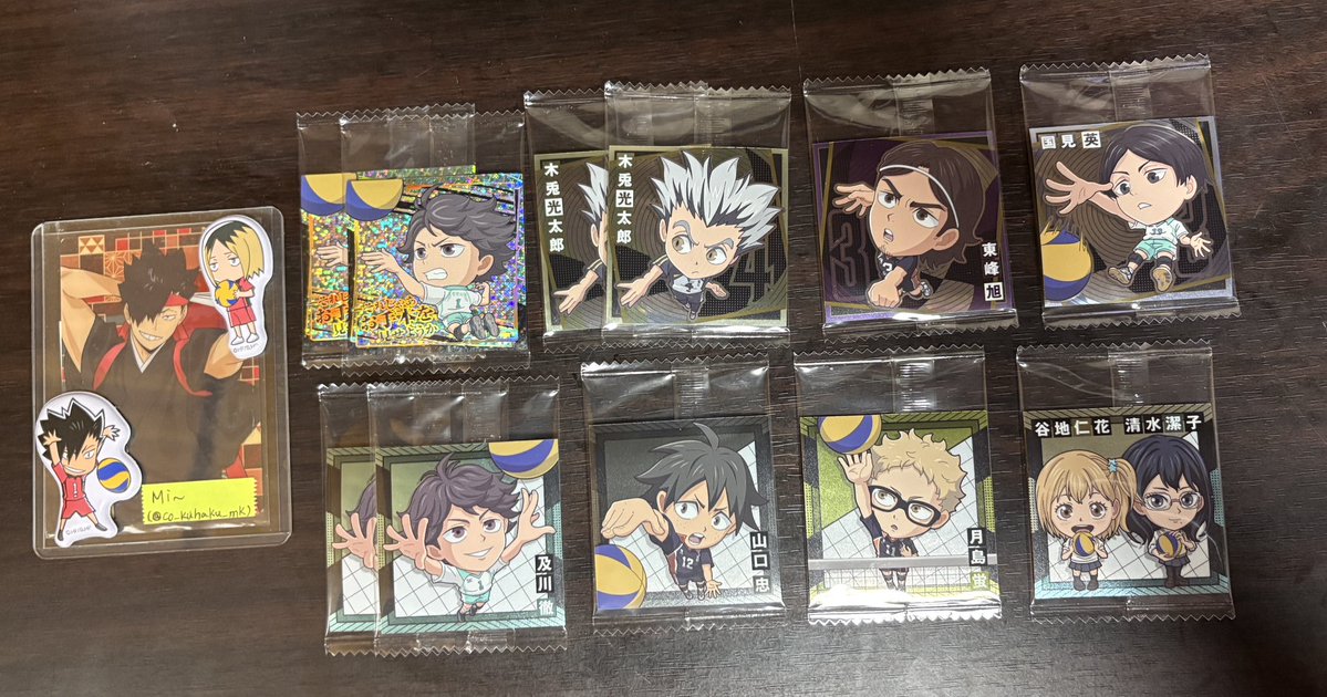 co_kuhaku_mk's tweet photo. [交換] ハイキュー!! にふぉるめーしょん シールウエハース vol.2

譲:及川·木兎·東峰·国見·月島·山口·清水&amp;谷地
求:黒尾>孤爪 、日向(身内用) 各1

黒尾優先、郵送交換
なるべく同レア同士、5thレアには複数提供可
検索からもお気軽にお声かけ下さいませ🍀.* https://t.co/kYBuLyZFTM