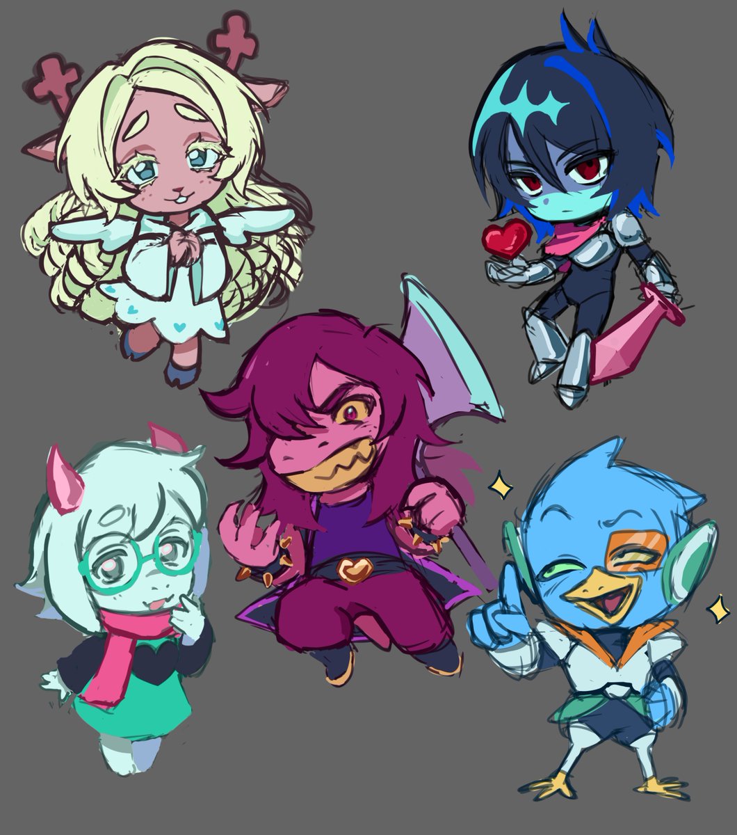 Fowleri197191's tweet photo. chibis 🤏🤏🤏 stuff for future merch kinda,,,, maybe,,,, idk....
i unintentionally made noelle mog the fuck out of the rest, my pretty daughter 🤲🤲🤲
#deltaruneㅤㅤㅤ https://t.co/HVmLhuHFr7