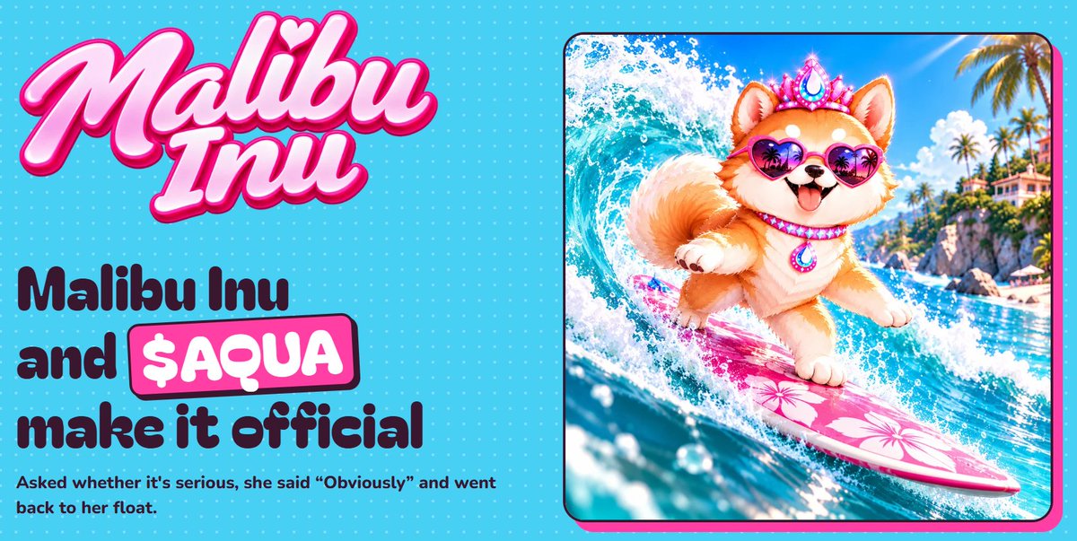 malibu_inu's tweet photo. @Aqua_Launchpad I hope you don’t mind that we made our relationship official! $MALIBU loves $AQUA Launchpad! 💖 https://t.co/zZJ1O4WwgA