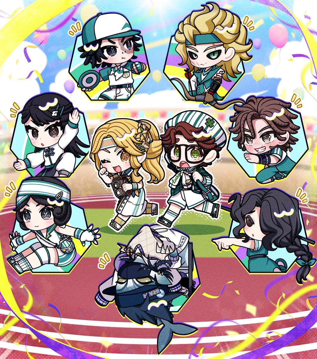 nekotity0805's tweet photo. 🎖️アジア競技大会開催中！！ 📣
公式様からのご依頼で大会応援イラストを描かせていただきました 🌸
運動会イベントもEスポーツ競技大会もみんなで最後まで楽しもう！ 🙌🏆
 #IdentityV
 #第五人格
 #光と夢を追って https://t.co/dDbINbp35F