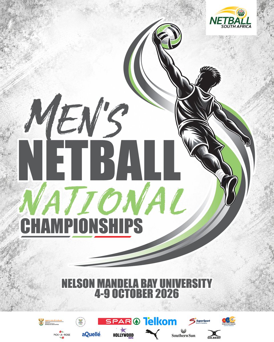 Netball_SA's tweet photo. 🔥 𝗔 𝗻𝗲𝘄 𝗹𝗼𝗼𝗸. 𝗔 𝗻𝗲𝘄 𝗰𝗵𝗮𝗽𝘁𝗲𝗿 𝗳𝗼𝗿 𝗠𝗲𝗻’𝘀 𝗡𝗲𝘁𝗯𝗮𝗹𝗹.

Introducing the new identity of the Men’s Netball National Championships as we gear up for the 2026 edition!

📍 Nelson Mandela Bay University
🗓️ 4–9 October 2026

#MensNationalChamps #SAMensNetball https://t.co/r5aYDh6ICX