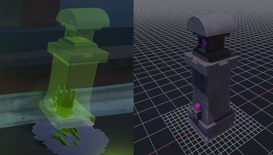 pinewabble's tweet photo. @Sage_VALE_ ~Technically~ Graves also uses Neonprime assets, with her Grasping hands reusing one of the Neonprime era tombstones 🤓 https://t.co/o4VTKwfqCZ