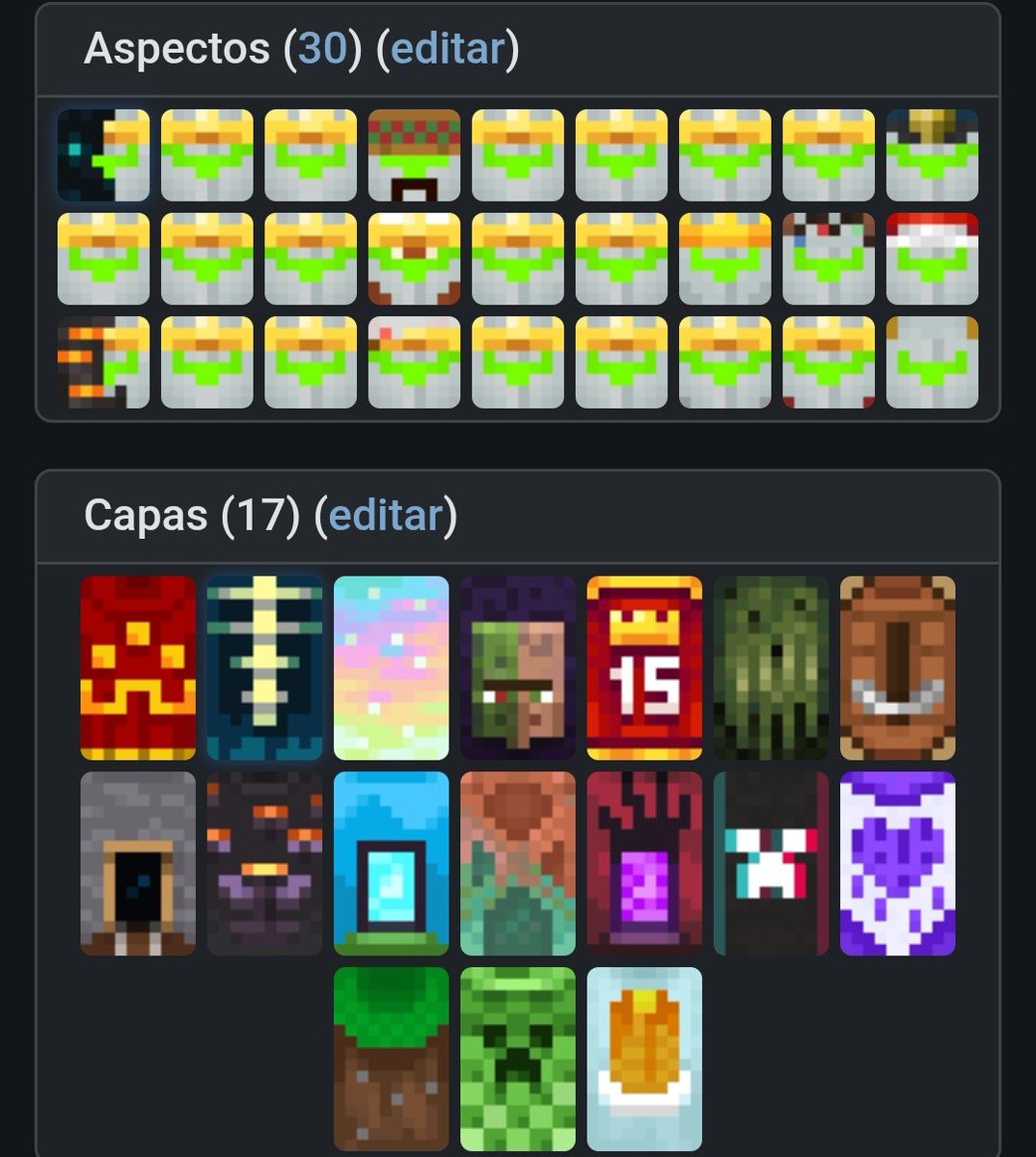 Publicado_MC's tweet photo. Ya conseguí las nuevas capas (Twisted, Hero y Aurora).

Y estoy jugando Minecraft Dungeons 2.

#newcape #minecraft https://t.co/hm892wB4Fd