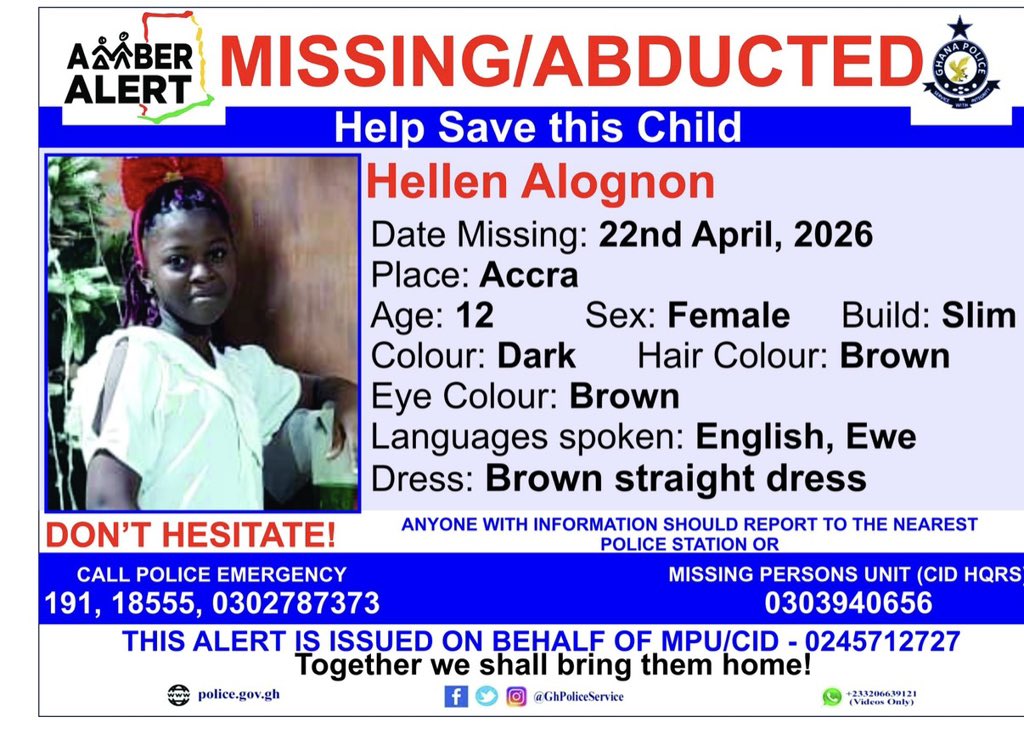 Nanaezze's tweet photo. Helen Alognon went missing in April 2026

She is a young twelve years old girl

Her family is in distress, Let’s help find her https://t.co/Vr14RO1AnJ