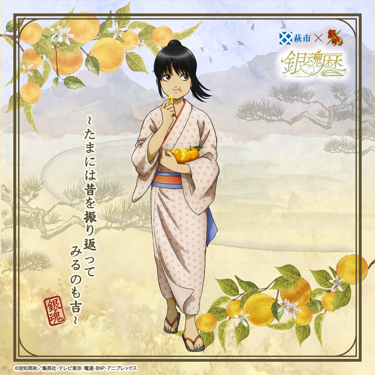hagi_burari's tweet photo. ＃萩市 ×ＴＶアニメ「＃銀魂 」【＃銀魂暦 】
 
コラボイベントは明日から！
夏みかんをもらって嬉しそうな銀時たちに
ぜひ会いにきてください！🍊✨
松陰神社では松陽先生の思い出話が聞けるかも…？
 
詳細はこちらから
https://t.co/3c3MQATxwr
#gintama https://t.co/JGPcaS9bMi