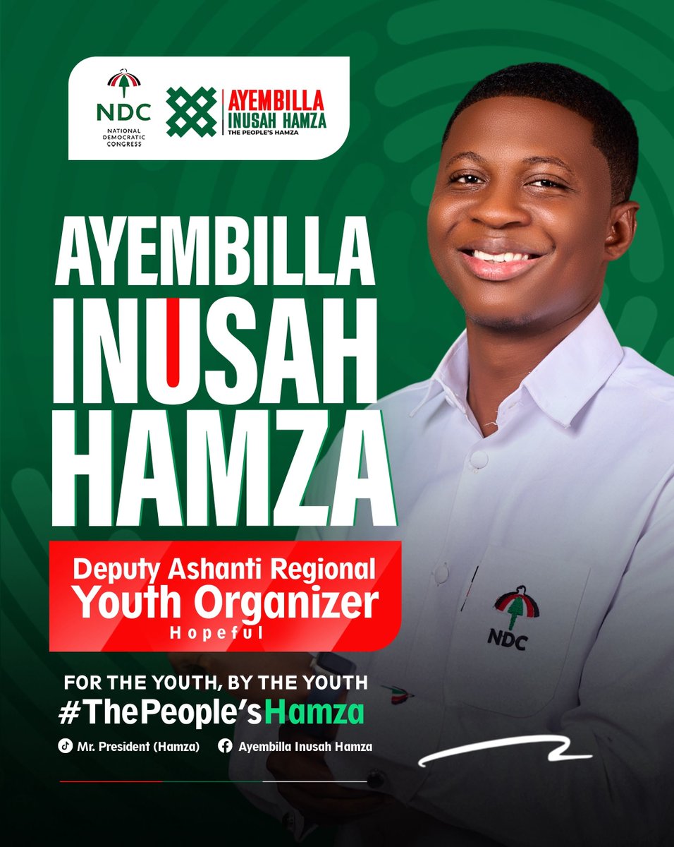 BoatengShi78276's tweet photo. The youth deserve leadership that understands them, stands with them, and serves their interests. Letβs unite, take action, and build a stronger voice for the youth of the Ashanti Region.
Hamza is ready to serve. Hamza is the right person for the job.
#GetOnBoard π₯
#NDC https://t.co/qqojiAWjsL
