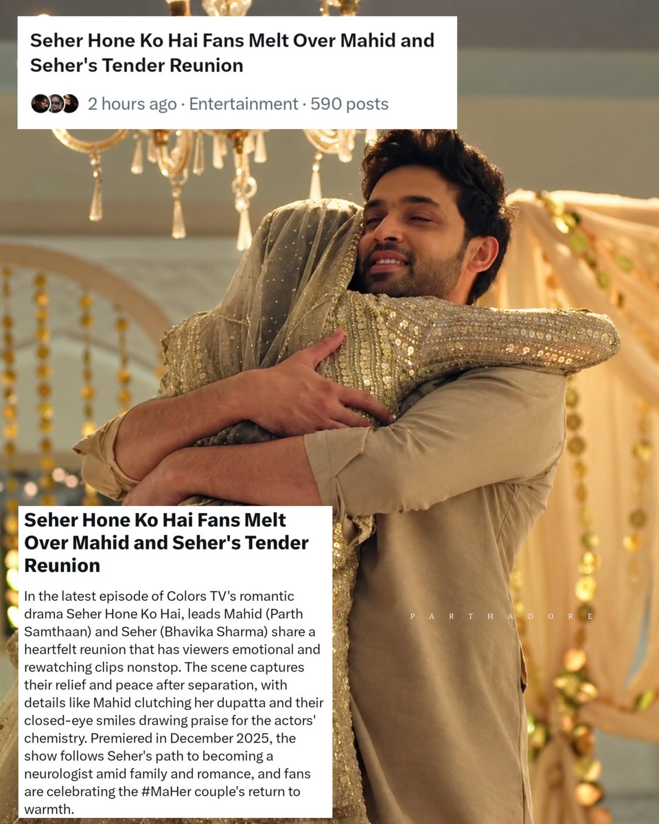 Parthadore's tweet photo. Trending on X 

#ParthSamthaan #SeherHoneKoHai #MahidNiyazi #Maher https://t.co/tWV74L9Dhk