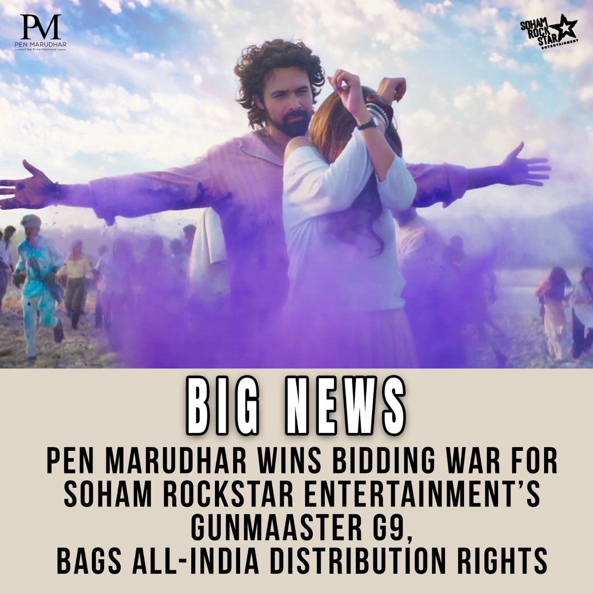 taran_adarsh's tweet photo. AFTER 'AWARAPAN 2', PEN MARUDHAR ACQUIRES ALL-INDIA DISTRIBUTION RIGHTS OF 'GUNMAASTER G9'... After the super-success of #Awarapan2, PEN Marudhar has bagged the all-India theatrical distribution rights of #GunmaasterG9, starring #EmraanHashmi.

The film marks yet another collaboration between #EmraanHashmi, music composer #HimeshReshammiya, and director #AdityaDatt, who first joined forces in 2005.

Directed by Aditya Datt, #GunmaasterG9 stars #EmraanHashmi, #GeneliaDeshmukh, #AparshaktiKhurana, and #AbhishekSingh.

The romantic-action film is produced by Deepak Mukut, Sangeeta Ahir, and Hunar Mukut, and presented by Soham Rockstar Entertainment P Ltd.

#GunmaasterG9 will release worldwide in cinemas on 27 Nov 2026... The film is an SRE Studio LLP production.

#G9 | #Gunmaaster | #HimeshReshammiyaMelodies