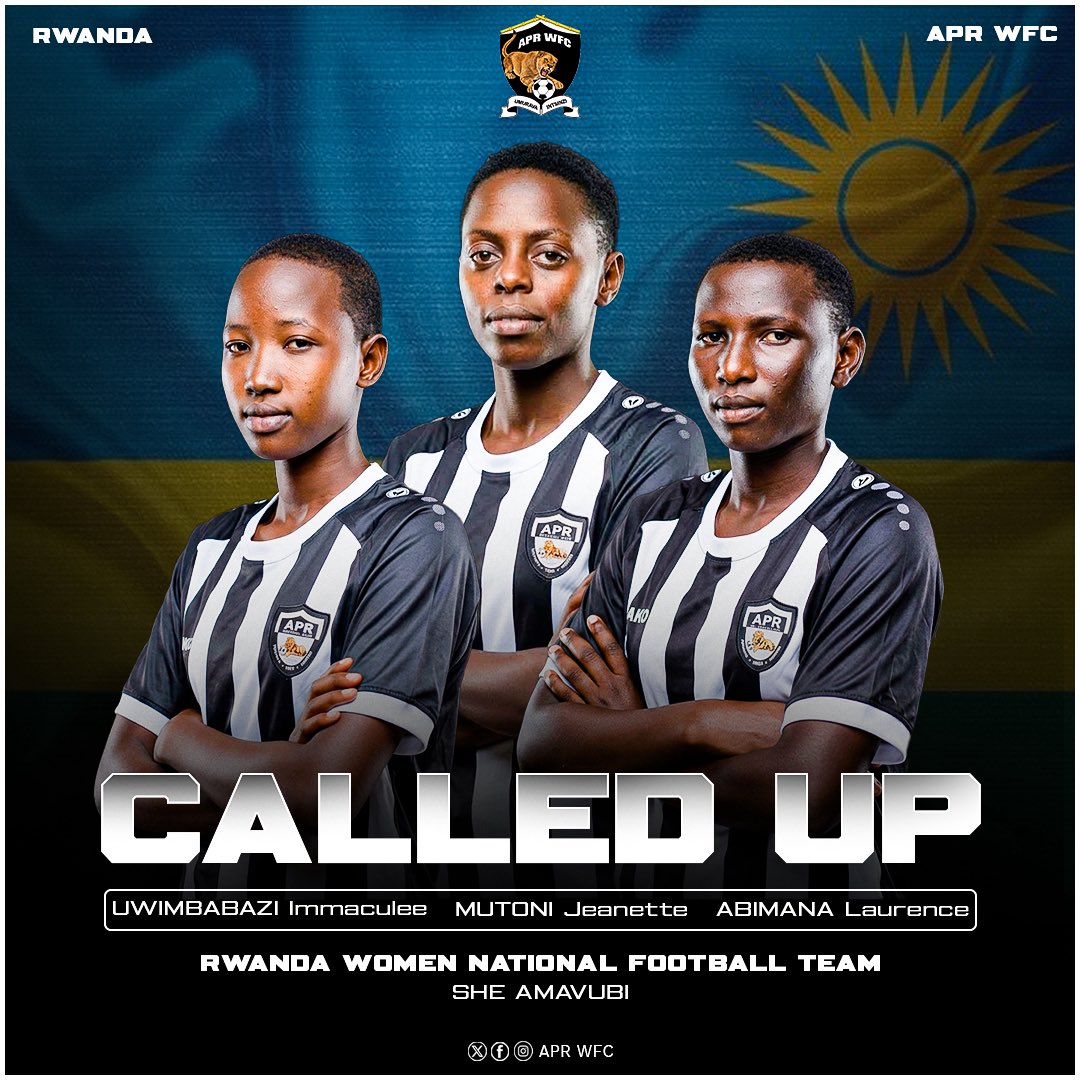 APRFCWOMEN's tweet photo. 🦁🇷🇼 FROM APR WFC TO THE SHE AMAVUBI.
Three APR WFC Lionesses have been summoned to represent the Rwanda Women’s National Team.
APR WFC | Proudly to representing Rwanda 🇷🇼💪
#Umurava #Intsinzi #Sheamavubi #APRWFC https://t.co/MBs48QoD6q