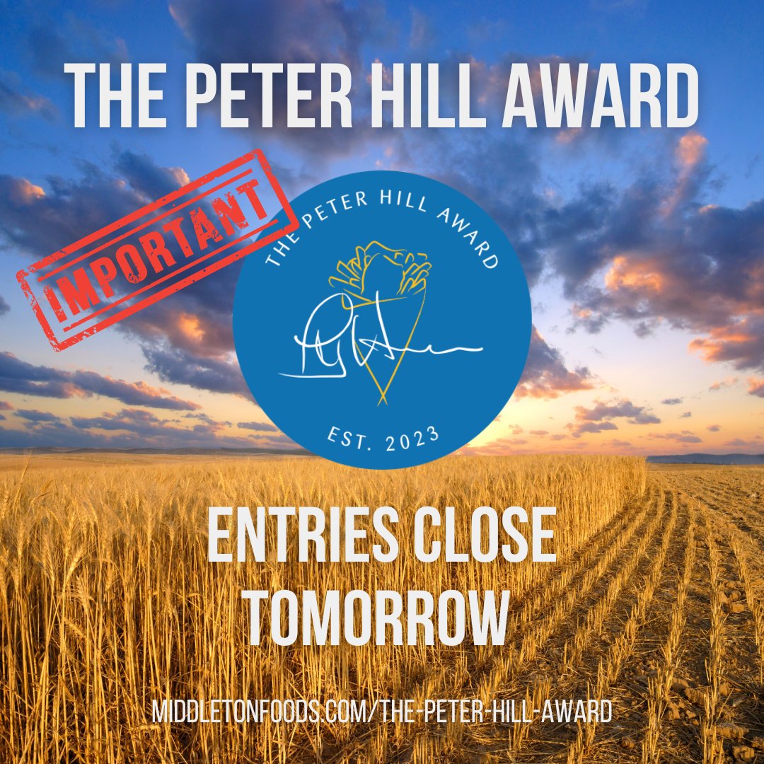 MiddletonFrying's tweet photo. Tomorrow is the final day to enter The Peter Hill Award 2026!

Don’t leave it until the last minute...entries close 30th September.

Prize package worth over £10,000.

Apply now: https://t.co/k6cWM9DKiV

#ThePeterHillAward #MiddletonFoods #BetterBatter #MarketLeaders https://t.co/SZADCZdh69