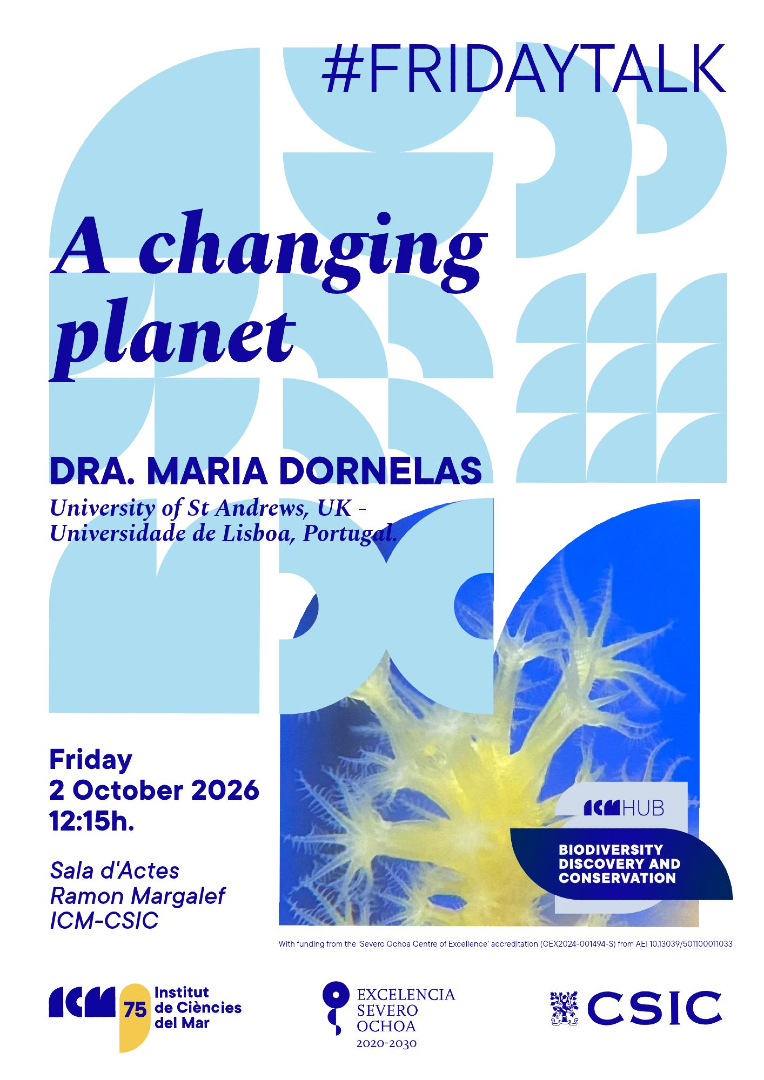ICMCSIC's tweet photo. 🔶I #FridayTalk I🔶

🗣️ Do not miss the following Friday Talk: "A changing planet", by Dra. Maria Dornelas

🔗https://t.co/ggAl9P0MFf https://t.co/rlWSus0Cpk