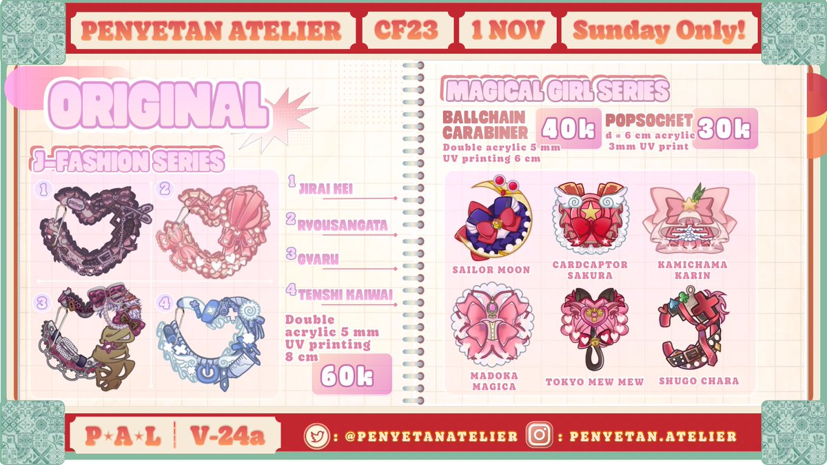 penyetanatelier's tweet photo. [1/4] ❤️&amp; 🔁 appreciated

penyetan atelier #CF23 PO is open!

V-24a | Sunday Only
🗓️ : 29 sept - 3 oct 2026 3PM
🛒Pick up &amp; mail order
✨ ALNST, ZOMST, Genshin, Plave, Original, Magical Girls, BSD, PJSK, Enstars

🔗 PO form &amp; more information below

#comifuro23 #cf23catalogue https://t.co/IlFYOwd6oc
