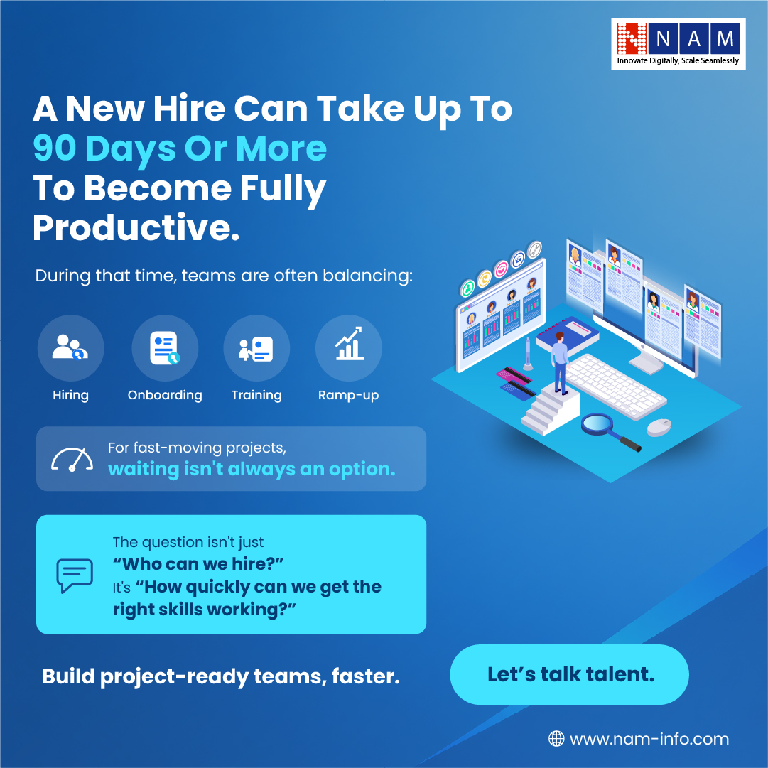 NAMINFO's tweet photo. A new hire can take 90+ days to become fully productive.
Fast-moving projects don't have 90 days.
The question isn't "who can we hire?" It's "how fast can we get the right skills working?"

Let's talk talent.

#TalentStrategy #Staffing #NAMInfo https://t.co/wZqMpAvg9j