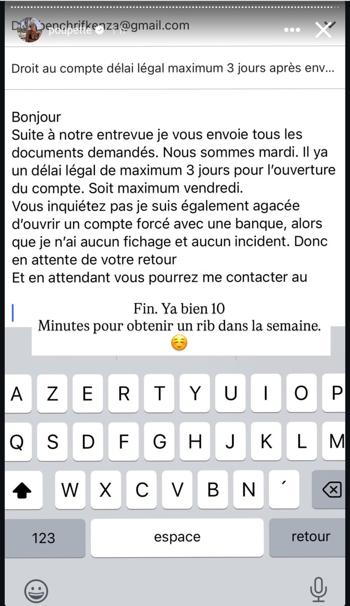 Hyperion_5_GW's tweet photo. #poupettekenza, si je reçois un mail comme ça d'une nouvelle cliente, qui m'a été imposée en plus, je peux te dire que je vais attendre vendredi 17h pour te renvoyer le mail en disant qu'il manque une pièce jointe.

Et que ton compte va mettre looooongtemps avant d être ouvert https://t.co/Oqjw7hDrMD