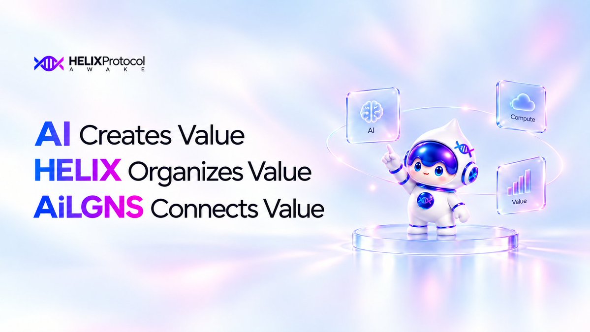AWAKEHELIX's tweet photo. 🤖 AI agents are becoming economic actors.

They can reason.
They can execute.
They can transact.

But an economy needs more than intelligence.

It needs:

⚡️ Contribution
📊 Measurement
💧 Liquidity
🗳 Governance
🔄 Settlement

AI creates value.
HELIX organizes value.
AiLGNS connects value.

🌀 Welcome to the intelligent economy.

#HELIXProtocol #AiLGNS #AgenticAI #Web3AI