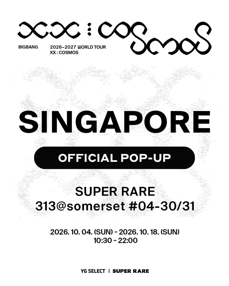 SUPERRARE_1108's tweet photo. BIGBANG 2026-2027 WORLD TOUR < XX : COSMOS > POP-UP IN SINGAPORE 👑

STILL ALIVE.
Still BIGBANG.

#BIGBANG #빅뱅 #COSMOS_WORLD_TOUR_IN_SINGAPORE #BIGBANG_IS_BACK #20thAnniversary https://t.co/ZYUpR3PAVl