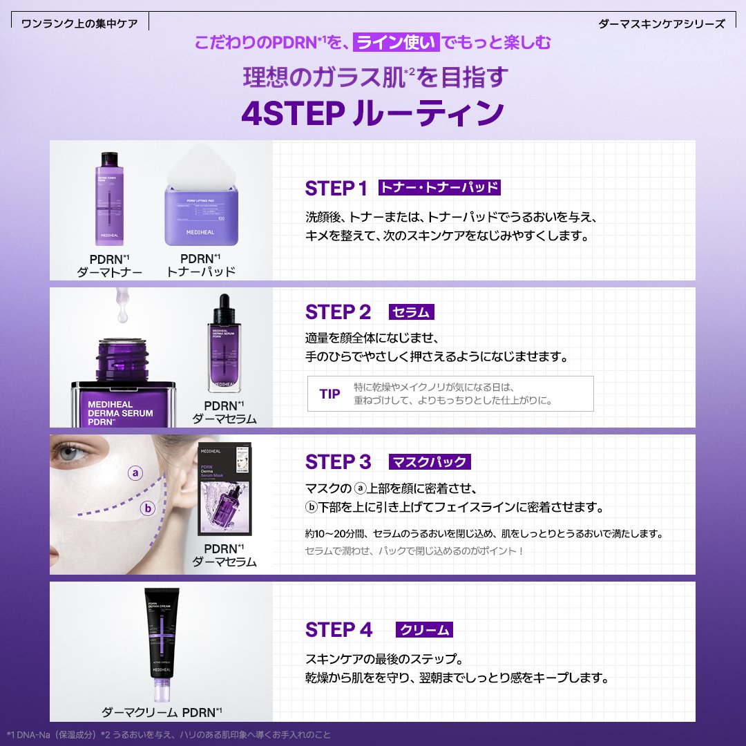 mediheal_jp's tweet photo. 保存必須🔖
NEW ダーマシリーズ 徹底解説🔍

みなさん、メディヒールの新作
ダーマセラム＆ダーマセラムマスクはお試しされましたか？

「買ってみたけど、どう使えばいい？」
「３つのライン、どれを選べばいい？」
「スキンケア初心者でも使いやすいの？」

そんなダーマシリーズの気になる！を
この投稿で徹底解説👀✨

人気のPDRN*ラインのおすすめルーティンをはじめ、
３つのラインの特長や
肌タイプに合わせた選び方までご紹介します！

自分にぴったりのアイテムと使い方を見つけて、
毎日のスキンケアに役立ててみてください💙