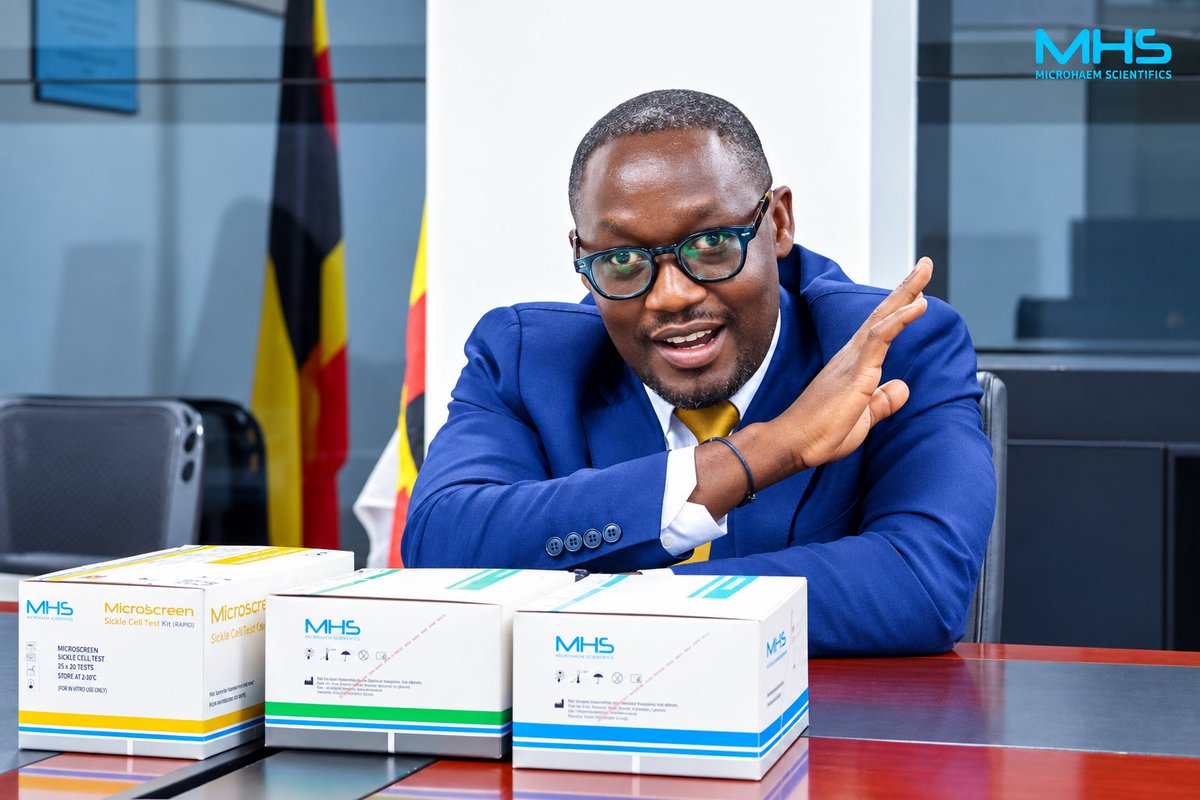 Microhaem's tweet photo. “Our strategy is to reach people at the last mile. We are working with universities and schools across Uganda to bring screening closer to young people.”

— Dr. @CAkwesigye during Hon. @dbahati ’s visit to MHS’s Ntinda facility today.

#KnowYourStatus #MadeInUganda https://t.co/hczhHiXr7P