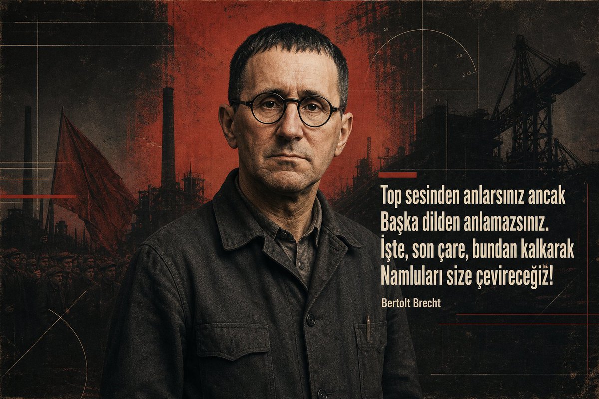 athe_comm's tweet photo. Brecht'in dizeleri, egemen sınıfın emekçilerin sözünü ve barışçıl taleplerini duymadığı koşullarda zorun nasıl siyasal bir meseleye dönüştüğünü anlatır. Mesele silahı yüceltmek değil, sınıf iktidarının zor aygıtlarını teşhir etmektir. Barış, eşitliğin ürünüdür. https://t.co/9Zq6aRpg8v