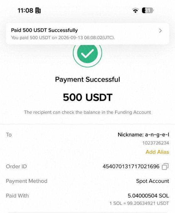 aiwithshriom's tweet photo. Sent $500 to UID 1023726234 and 573610379 🔥

I will send $500 to 5 more people today 🤑

Rule, like, comment and follow 

Comment your Binance UID or wallet address below 👇 https://t.co/F41ZFPL7FA