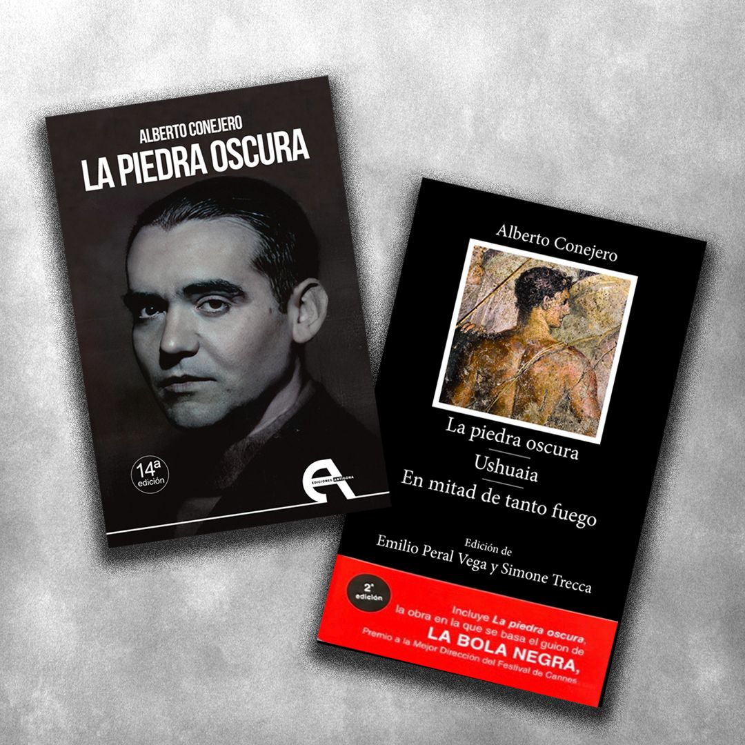 alberconejero's tweet photo. Aquí las ediciones disponibles de "La piedra oscura". La de @edantigona incluye un gran corpus de fotografías de Rafael Rodríguez Rapún y de Lorca; la de @catedra_ed un detallado estudio y otras dos obras. Gracias por el amor a este texto que está en el corazón de #labolanegra https://t.co/YIzFEbGkea