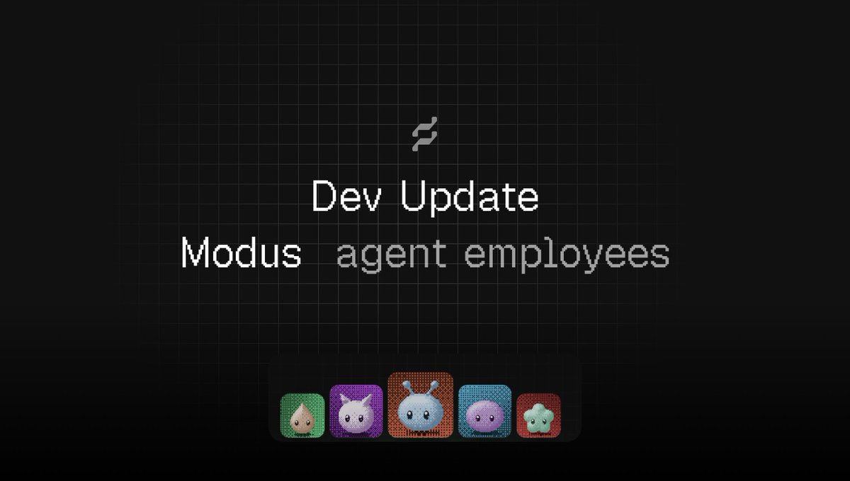 modusbuilders's tweet photo. Agent employees dev update

We spent the week on agent employees, the agents you hire to run your project once you've built it on Modus.

What's new

- You can give an employee a recurring job, like a daily report, and it does it on schedule without you asking. Each report also gets a quality score so you can see how it's doing

- Before it spends from a wallet or uses a browser on its own, it asks for your approval

- You can add an employee to your Telegram, Discord or Slack in a few steps and choose who is allowed to talk to it

- It can keep an eye on your group for scam links, CA spam, fake admins, floods and raids. For now it only reports what it would remove. Auto-removal comes after more testing

- You can put several employees in the same chat room so they work together and pass tasks to each other

- When you change how an employee works, nothing goes live until you approve it. You can try the change on past conversations first and undo it later

- An employee can't save anything to its permanent memory without your ok, and you can pause it any time

- Every employee has its own avatar so you can tell them apart