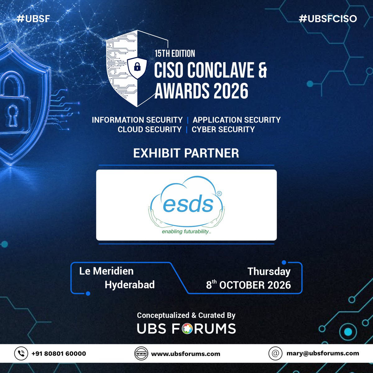 ubsforums's tweet photo. 🤝 𝗘𝘅𝗵𝗶𝗯𝗶𝘁 𝗣𝗮𝗿𝘁𝗻𝗲𝗿 – @ESDSDataCenter  

We are pleased to welcome @ESDSDataCenter  as the 𝗘𝘅𝗵𝗶𝗯𝗶𝘁 𝗣𝗮𝗿𝘁𝗻𝗲𝗿 for the 𝗖𝗜𝗦𝗢 𝗖𝗼𝗻𝗰𝗹𝗮𝘃𝗲 & 𝗔𝘄𝗮𝗿𝗱𝘀 – 𝟭𝟱𝘁𝗵 𝗘𝗱𝗶𝘁𝗶𝗼𝗻𝘀, 𝗛𝘆𝗱𝗲𝗿𝗮𝗯𝗮𝗱.

@ESDSDataCenter   is an 𝗲𝗻𝗱-𝘁𝗼-𝗲𝗻𝗱 𝗔𝗜 𝗲𝗰𝗼𝘀𝘆𝘀𝘁𝗲𝗺 𝗽𝗿𝗼𝘃𝗶𝗱𝗲𝗿, delivering solutions across 𝗰𝗹𝗼𝘂𝗱, 𝗰𝗼𝗹𝗼𝗰𝗮𝘁𝗶𝗼𝗻, 𝗚𝗣𝗨-𝗮𝘀-𝗮-𝗦𝗲𝗿𝘃𝗶𝗰𝗲, 𝗔𝗜 𝗦𝘁𝗮𝗰𝗸, 𝗺𝗮𝗻𝗮𝗴𝗲𝗱 𝘀𝗲𝗿𝘃𝗶𝗰𝗲𝘀 and 𝗺𝗮𝗻𝗮𝗴𝗲𝗱 𝘀𝗲𝗰𝘂𝗿𝗶𝘁𝘆 𝘀𝗲𝗿𝘃𝗶𝗰𝗲𝘀.

With its sovereign 𝗦𝘄𝗮𝗿𝗮𝗷 𝗖𝗹𝗼𝘂𝗱 platform, Tier III data centres and AI-ready infrastructure, ESDS enables organizations to build 𝗿𝗲𝘀𝗶𝗹𝗶𝗲𝗻𝘁, 𝘀𝗲𝗰𝘂𝗿𝗲 and 𝗰𝗼𝗺𝗽𝗹𝗶𝗮𝗻𝘁 𝗱𝗶𝗴𝗶𝘁𝗮𝗹 𝗲𝗻𝘃𝗶𝗿𝗼𝗻𝗺𝗲𝗻𝘁𝘀.

📅 𝗧𝗵𝘂𝗿𝘀𝗱𝗮𝘆, 𝟴𝘁𝗵 𝗢𝗰𝘁𝗼𝗯𝗲𝗿 𝟮𝟬𝟮𝟲 
📍 𝗟𝗲 𝗠𝗲́𝗿𝗶𝗱𝗶𝗲𝗻 𝗛𝘆𝗱𝗲𝗿𝗮𝗯𝗮𝗱

🔗 𝗘𝘅𝗽𝗹𝗼𝗿𝗲 𝘁𝗵𝗲 𝗖𝗼𝗻𝗳𝗲𝗿𝗲𝗻𝗰𝗲: https://t.co/KM5jDjTtie 
🔗 𝗘𝘅𝗽𝗹𝗼𝗿𝗲 𝗢𝘂𝗿 𝗣𝗮𝗿𝘁𝗻𝗲𝗿: https://t.co/t9wk1756xE 

#CISOConclave #CyberSecurity #ESDS #InformationSecurity #CloudSecurity #CyberLeadership #UBSForums