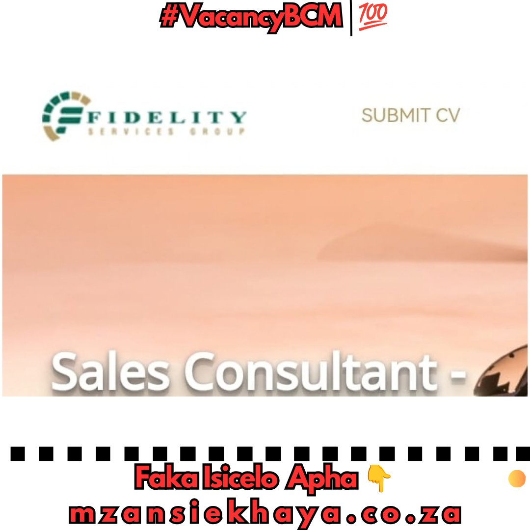 buffalo_insider's tweet photo. #VacancyBCM |💯
Fidelity Service Group ikhangela i-Sales Consultant, eKuGompo City, eMpuma Koloni
IIMFANELEKO NEENKCUKACHA
Isiqinisekiso seMatric okanye esilingana nayo.
Umhla Wokuvala :09 October 2026
Faka Isicelo Apha 👇
https://t.co/24OkbAL2DN https://t.co/HplviPS785
