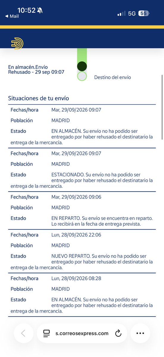 Njunoy's tweet photo. @Cex_responde desde el dia 24 esperando que entreguen un paquete en un punto dado por vosotros, y no solo no se comunican conmigo sino que pone que la dirección es incorrecta o incompleta, cuando es dada por vosotros, o rehusado el paquete por el destinatario. Me lo explicáis? https://t.co/lbXY7RMqsh