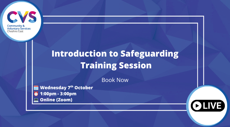 CVSCE's tweet photo. Join us for our upcoming Introduction to Safeguarding Live Zoom session -  Wednesday 7th October 2026, 1pm-3pm

This session is designed to help you understand what your organisation needs to do to keep everyone involved safe.

Book your place today: https://t.co/fwPoIltWXi https://t.co/LmXknsF1KI