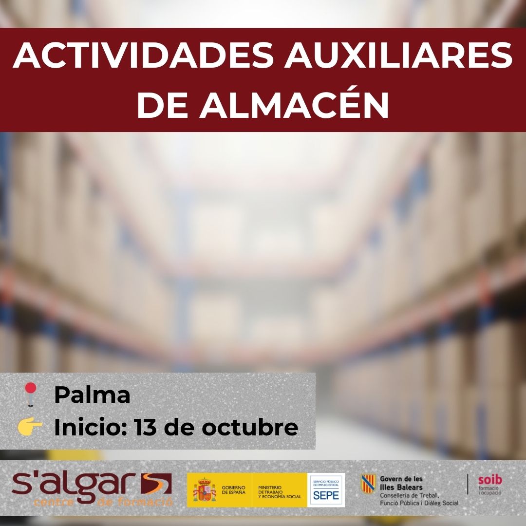 salgarformacio's tweet photo. En @salgarformacio te formamos en logística
Curso financiado @soibgoib con la participación #SEPE

Actividades Auxiliares de Almacén
📍Palma
📆13 octubre
Plazas limitadas
☎️971 82 58 94
https://t.co/2KARNTWC6S

#Palma #Empleo #FormaciónSAlgar https://t.co/f45SGMp5AH