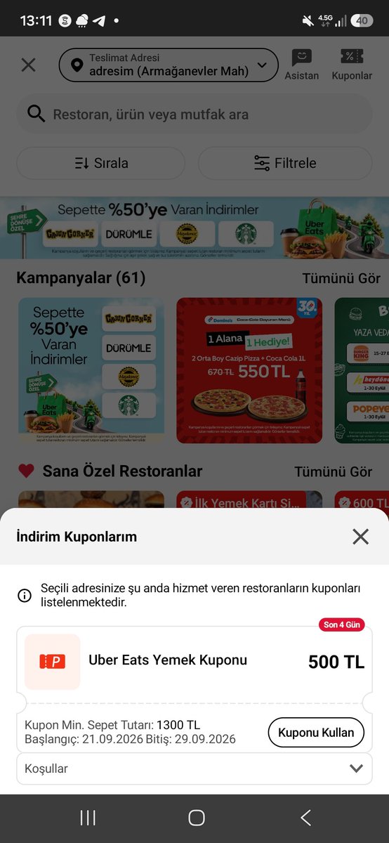 zad_82's tweet photo. @UberEats Merhaba 29.09 tarihin e kadar kuponum vardı silinmiş. https://t.co/vVZkzB7ha6