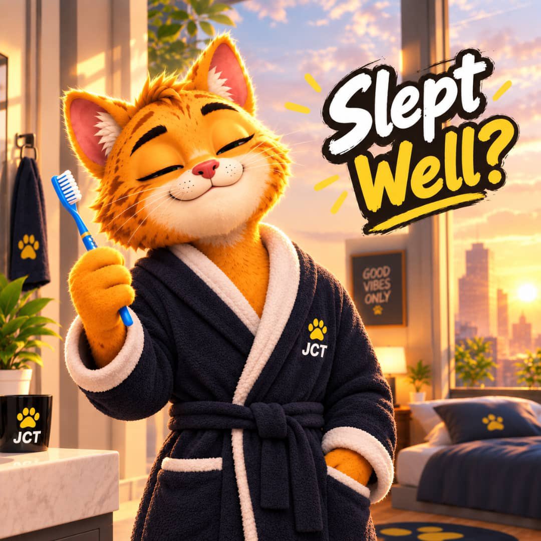 Just_Cat_Coin's tweet photo. Good morning JUSTCATians…. ✨🐈

Doesn’t it feel good sleeping on your bed 

knowing $JCT will never Rug on you? https://t.co/epeRoGTdF6