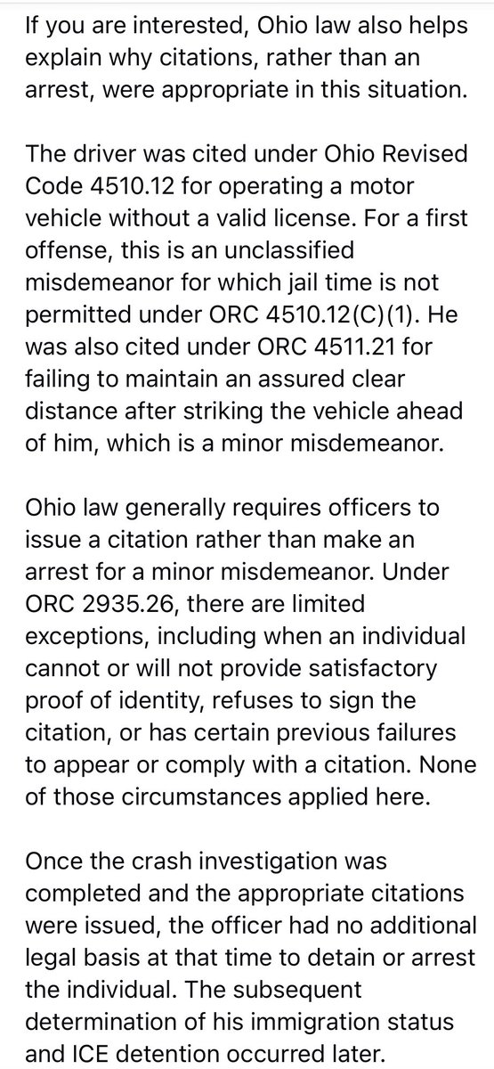 westchestertwp's tweet photo. @WiegersJosh We explained in our Facebook post and comment section in more detail why the officer made the decision he did. It’s a lot of text so a screenshot is below. 
We acknowledge an accident like this is distressing regardless of whether there’s injury, but we can’t arrest without cause https://t.co/y1E9VZZkmy